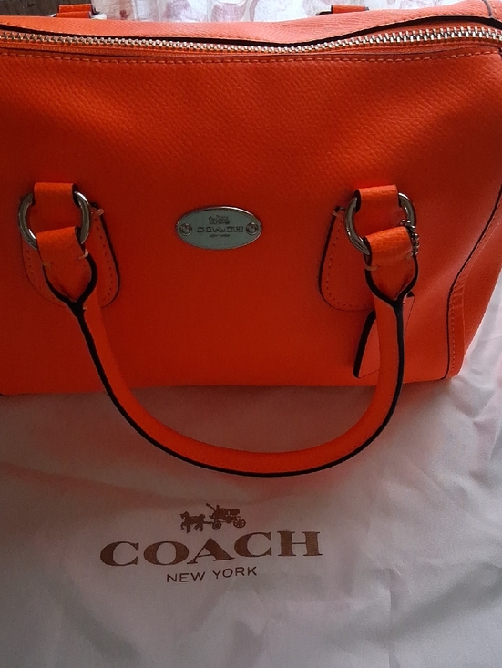 Coach Handbags - Coach Orange Leather Satchel with Silver Hardware